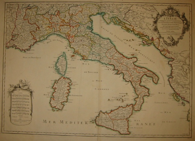 Sanson Nicolas (1600-1667) L'Italie distinguée suivant l'estendue de tous les Estats, Royaumes, Republiques, Duches, Principautes... 1708 Parigi 